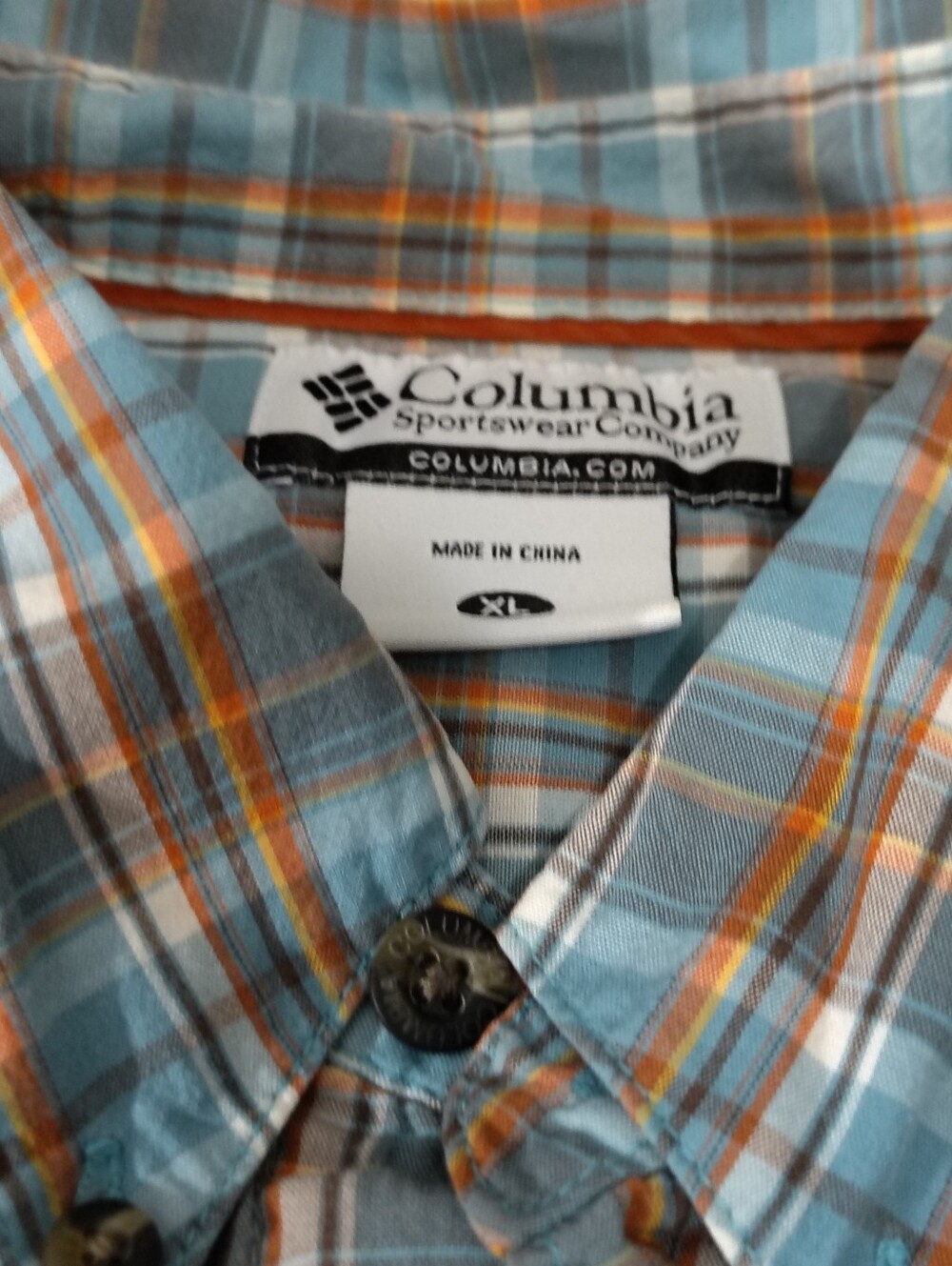 Columbia Sportswear Blue And Orange Plaid button-down - XL shirt - Picture 7 of 10